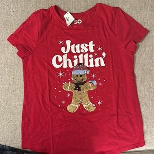 “Just Chillin’” Gingerbread Flip Sequin Shirt